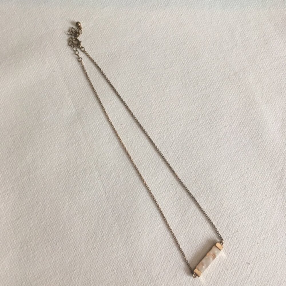 Tilly's Gold Rectangular Stone Horizontal Plate Necklace.
